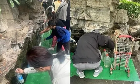 Du khách xếp hàng dài lấy nước suối 'đệ nhất thiên hạ'
