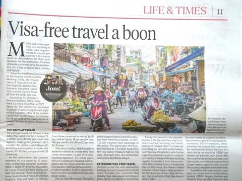 Báo Malaysia đề cao chính sách miễn phí thị thực du lịch của Việt Nam