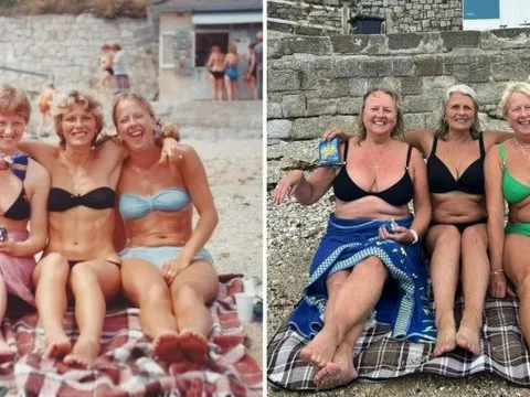 Ba chị em tái hiện bức ảnh du lịch sau hơn 40 năm