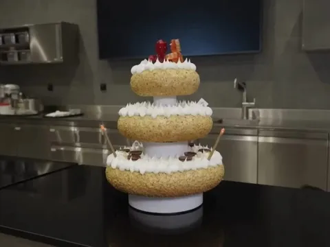 Kẹo gấu robot 'nhảy múa' trên bánh kem