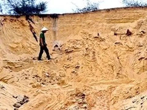 Đồi cát ven biển bị xúc trộm, chính quyền tạm giữ 900m³ cát của một doanh nghiệp