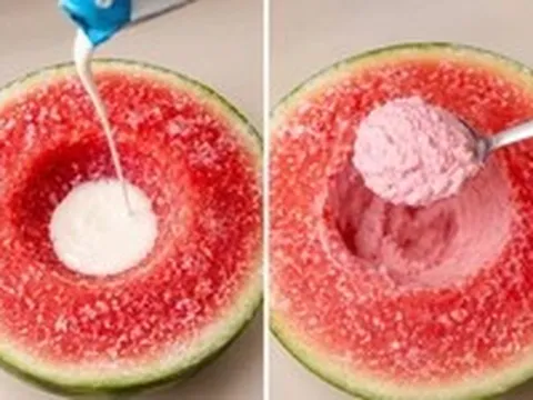 Món kem dưa hấu khoét lỗ phủ sóng TikTok