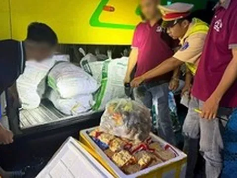 Hơn 800kg cá viên, bò viên không rõ nguồn gốc trong khoang hành lý xe khách
