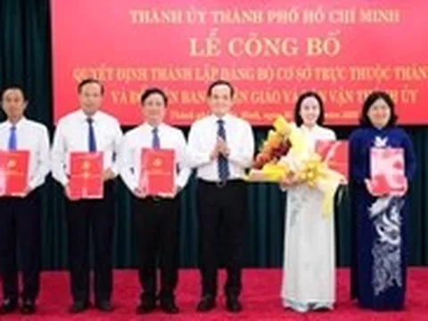 Thành lập hai đảng bộ cơ sở trực thuộc Thành ủy TP.HCM và đổi tên Ban Tuyên giáo và Dân vận
