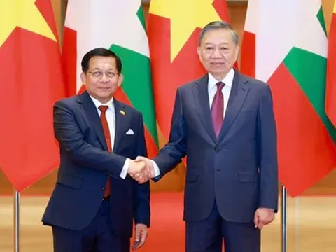 Lễ đón chính thức Tổng thống Myanmar Min Aung Hlaing lần đầu thăm Việt Nam
