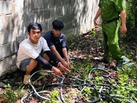 Bắt tạm giam 2 thanh niên cắt trộm dây điện trên cao tốc, lấy đồng bán phế liệu