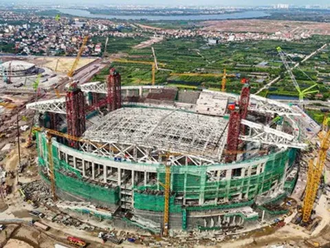 Sân vận động 60.000 chỗ tại Hưng Yên chuẩn bị lắp mái vòm hơn 8.500 tấn