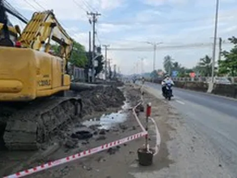 Quốc lộ 1 cửa ngõ Mỹ Tho nâng cống thoát nước, chống ngập kéo dài